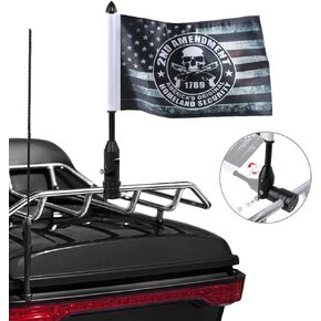 Motorcycle Flag Pole Mounts Fold Down 90° With Thin Blue Line American Flag Flip Down Holder Fit For 1/2'' Motorcycle Luggage Rack Harley Davidson Road King Touring Spring Honda Goldwing etc.