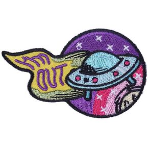 أنا خارج UFO التصحيح زين الكرتون UFO كوكب المطرزة ملصق ملون الحديد على/خياطة على التصحيح شارة الملابس أكياس الملحقات DIY بها بنفسك هدية in Kuwait