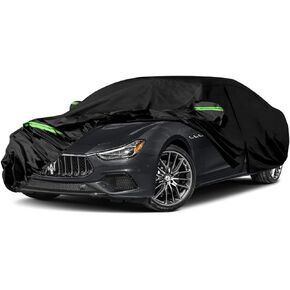 Waterproof Car Covers Replace for 2013-2024 Maserati Ghibli, 6 Layers All Weather Custom-fit Car Cover with Zipper Door & Windproof Bands for Snow Rain Dust Hail Protection (Ghibli)