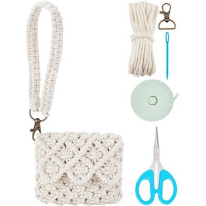 WEBEEDY Macrame Wallet with Keychain Lanyard Wrist Bracelet, DIY Craft Kits for Women Adults Beginners, Handmade Key Lanyard Pendant Wallet Charms for Mini Purse Bag