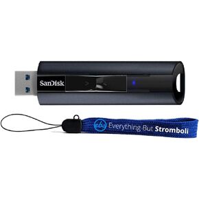 SanDisk Extreme PRO 256GB USB 3.2 Solid State Flash Drive for High Speed Transfer 420MB/s Read Speed - Works with Computers, Laptops (SDCZ880-256G-G46) Bundle with (1) Everything But Stromboli Lanyard
