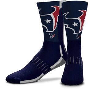 For Bare Feet NFL Youth V Curve Socks - Machine Washable - Poly-spandex blend - Perfect Fit and Durability for Active Young Athletes (Houston Texans - Multicolor)