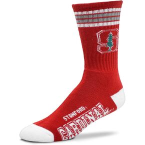 For Bare Feet NCAA Stanford Cardinal 4 Stripe Deuce Crew Sock Team Color LARGE