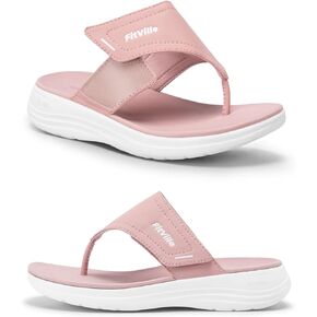 FitVille Wide Flip Flops for Women with Arch Support Wide Width Flip Flops for Women Beach Non Slip