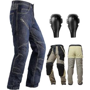 INBIKE Armored Motorcycle Pants for Men, Stretchy Jeans with Removable Protective Knee Armor, Wear-Resistant Riding Pants