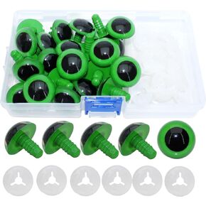 BESTCYC 30Pcs 24mm Green Color Large Plastic Safety Eyes Craft Eyes with Washers for Plush Animal, Doll, Puppet