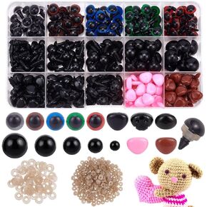 PH PandaHall Safety Eyes 100 Sets Black Craft Eyes 5 Sizes Crochet Eyes Half Round Amigurumi Eyes Stuffed Animal Eyes with Washers for Knitting Crochet Supplies Puppet Teddy Bear Plush Animal Making