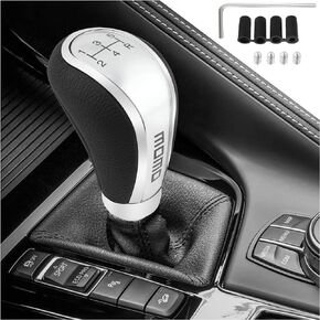 5 Speed Shift Knob with 4PCS Adapter,Leather Manual Gear Shifter Knob for Automotive Transmission,Universal Stick Shift Knob Car Accessories Interior for Most Vehicles (Black)