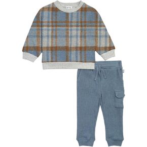 Splendid baby-boys Blue Plaid Long Sleeve Sweatshirt and Pant SetSweatshirt Set