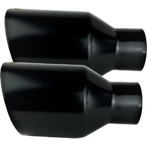 NETAMI 2.5" to 4.5" Exhaust Tip Stainless Steel Dual Wall Flat Black Powder Coated 2 Pack