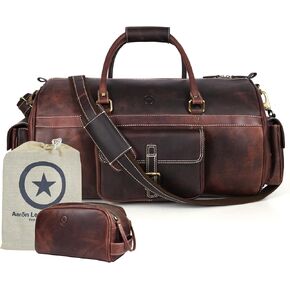 مجموعة حقيبة من القماش الخشن مقاس 20 بوصة وحقيبة أدوات الزينة للرجال والنساء باللون البني لعيد الميلاد in Kuwait