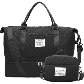 MaijjLyn Weekender Travel Bag for Women Carry On Overnight Duffel Bag with Shoe Compartment Large Gym Tote Duffle Bag with Toiletry Bag Dark Pink