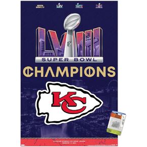 Trends International NFL Kansas City Chiefs - ملصق حائط بشعار فريق Super Bowl LVIII مع دبابيس دفع