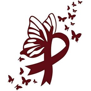 Butterfly Multiple Myeloma Cancer Ribbon Decal | Burgundy | Made in USA by Foxtail Decals | for Car Windows, Tablets, Laptops, Water Bottles, etc. | 3.7 x 4.5 inch