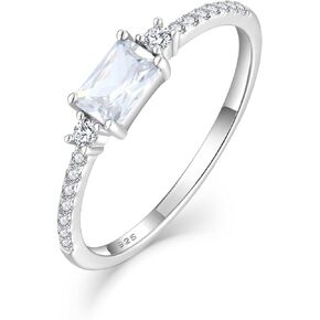 Rectangular Solitaire Birthstone Stackble Rings 925 Sterling Silver Engagement Stacked Band Rings for Women Jewelry, Size 5-10