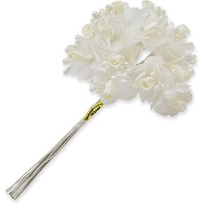 Expo International Vintage Rosette and Pearl Stem (Pack of 12) Tulle, Ivory