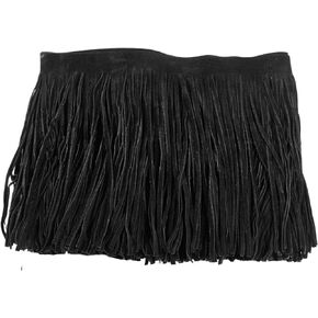 3 Yards 6 Inch Faux Leather Fringe Trim for DIY Sewing Craft Garment Hem Accessories Handbag Embellishment Decoration (Black)