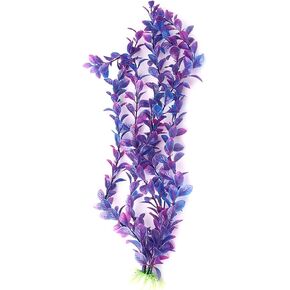 Mallofusa Artificial Aquarium Plants Decoration Plastic Water Ornament for Fish Tank Decor, 16Inch, Purple