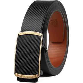 Belt Men, Ratchet Belt Dress with 1 3/8" Genuine Leather Hidden Tail, Jeans Belt with Easier Slide Buckle