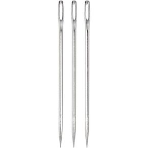 HARFINGTON 3PCS 4 Inch Upholstery Needle Large Eye Extra Long Stitching Needles Straight Hand Needles Easy to Thread for Home Hand Leather Tapestry Embroidery Tufting Webbing Carpet
