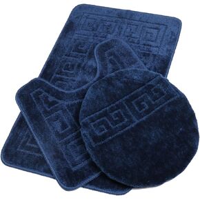 Pauwer Bathroom Rugs Sets 3 Piece, Non Slip Bath Mats for Bathroom Floor, Shaggy Microfiber Bath Rugs, Absorbent Bathroom Mats Carpet, Bathroom Runner Shower Mat with U Shaped Toilet Rug, Navy Blue