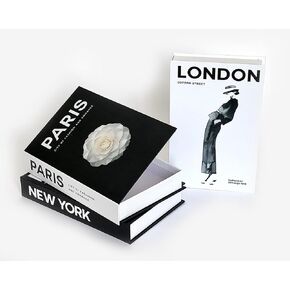 مجموعة Gonoce مكونة من 3 كتب مزخرفة لديكور المنزل، وكتب مزيفة للديكور مع صندوق تخزين لطاولة القهوة/الأرفف، صندوق كتب مزيف على الموضة الحديثة (أسود وأبيض) (3) in Kuwait