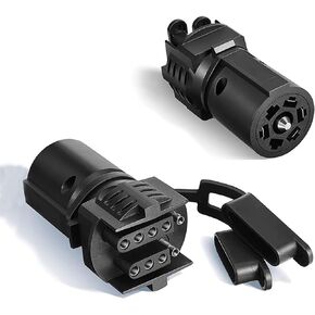 1 PC 7 PIN Car Plug Socket Adaptor to 4 PIN and 5 PIN, 12V Waterproof PVC Round Vehicle Trailer Tow Connector, Universal Safety Automotive Plug Accessories for RV Truck SUV Car (Black)