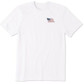 Life is Good Men's Crusher T, Short Sleeve Cotton Graphic Tee Shirt, Clean Waving Flag