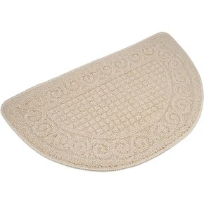 Half Round Non-Slip Kitchen Bedroom Toilet Doormat Floor Rug Mat Keeps Your Floors Clean Decorative Design (Large, Camel)
