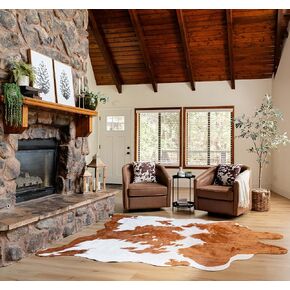 NativeSkins Faux Cowhide Rug (6.2 ft x 8.2 ft) – Sahara Sands Brindle (Oversized) - Cow Print Area Rug with Faux Suede No-Slip Backing, Cow Print Rug, Animal Hide Rugs, Cowhide Rugs for Living Room