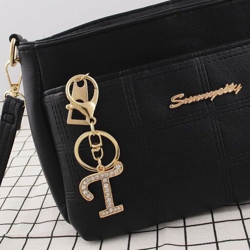 VIQWYIC 2 Pack Initial Letter Keychain for Women Girls, Bling Rhinestones A-Z Alphabet Keyring Handbags Charms (Gold&Silver) in Saudi Arabia