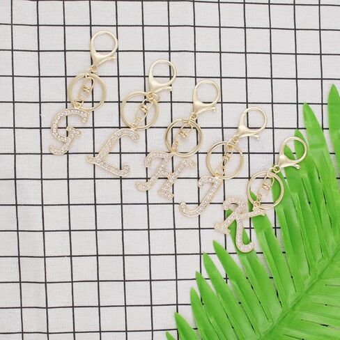 VIQWYIC 2 Pack Initial Letter Keychain for Women Girls, Bling Rhinestones A-Z Alphabet Keyring Handbags Charms (Gold&Silver) in Kuwait