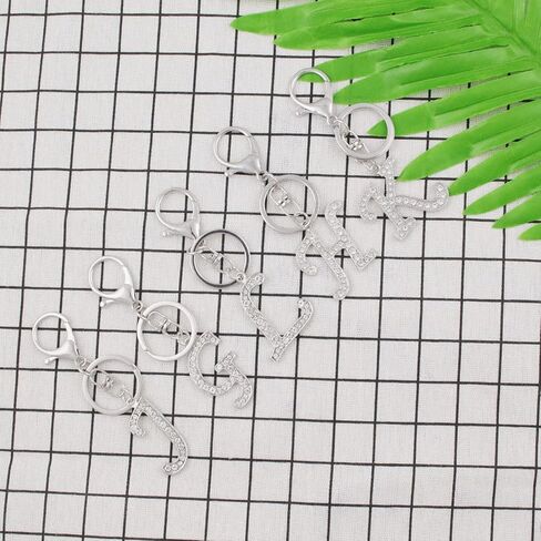 VIQWYIC 2 Pack Initial Letter Keychain for Women Girls, Bling Rhinestones A-Z Alphabet Keyring Handbags Charms (Gold&Silver) in Kuwait