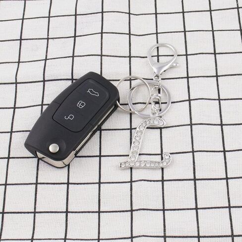 VIQWYIC 2 Pack Initial Letter Keychain for Women Girls, Bling Rhinestones A-Z Alphabet Keyring Handbags Charms (Gold&Silver) in Kuwait