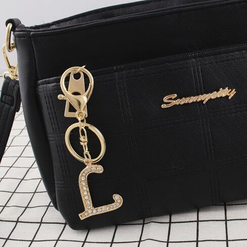 VIQWYIC 2 Pack Initial Letter Keychain for Women Girls, Bling Rhinestones A-Z Alphabet Keyring Handbags Charms (Gold&Silver) in Kuwait