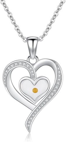 Zeuslia Mustard Seed Heart Necklace 925 Sterling Silver Love Heart Pendant Jewelry Graduation Cap Necklace Gifts for Women Girls with 18"+2" Cable Chain in Saudi Arabia
