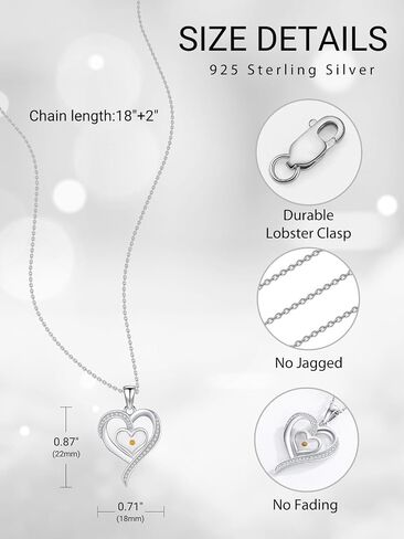Zeuslia Mustard Seed Heart Necklace 925 Sterling Silver Love Heart Pendant Jewelry Graduation Cap Necklace Gifts for Women Girls with 18"+2" Cable Chain in Saudi Arabia