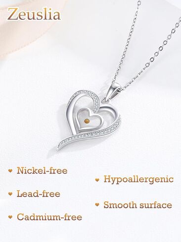 Zeuslia Mustard Seed Heart Necklace 925 Sterling Silver Love Heart Pendant Jewelry Graduation Cap Necklace Gifts for Women Girls with 18"+2" Cable Chain in Saudi Arabia