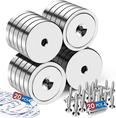 LOVIMAG Strong Magnets, 3 Size Heavy Duty Rare Earth Magnets, Neodymium Cup Magnets with Countersunk Hole and Screw for Wall Mounting, Tool Organizer, Cruise, Fridge, Cabinet Magnets-Pack of 12 in Kuwait