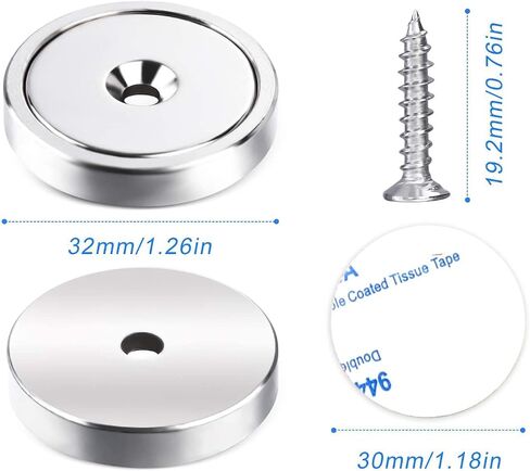 LOVIMAG Strong Magnets, 3 Size Heavy Duty Rare Earth Magnets, Neodymium Cup Magnets with Countersunk Hole and Screw for Wall Mounting, Tool Organizer, Cruise, Fridge, Cabinet Magnets-Pack of 12 in Kuwait