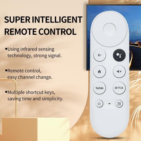 استبدال جهاز التحكم عن بعد الصوتي لجهاز 2020 Google TV 4K Snow، مناسب لجهاز 2020 Google Chromecast 4K Snow G9N9N GA01920، مع أزرار اختصار YouTube وNetflix (جهاز التحكم عن بعد فقط) (G9N9N) in Kuwait