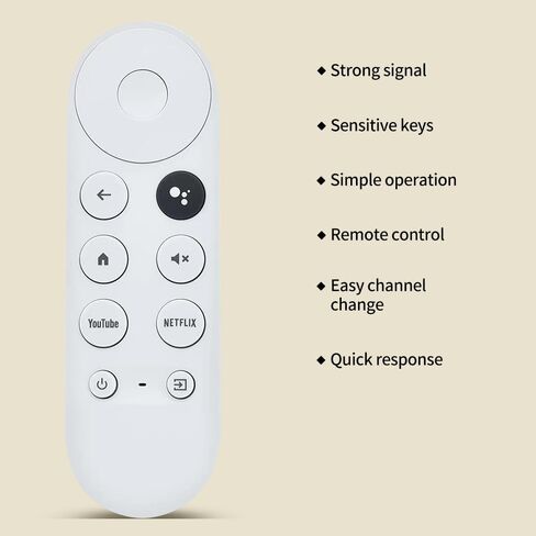 استبدال جهاز التحكم عن بعد الصوتي لجهاز 2020 Google TV 4K Snow، مناسب لجهاز 2020 Google Chromecast 4K Snow G9N9N GA01920، مع أزرار اختصار YouTube وNetflix (جهاز التحكم عن بعد فقط) (G9N9N) in Kuwait