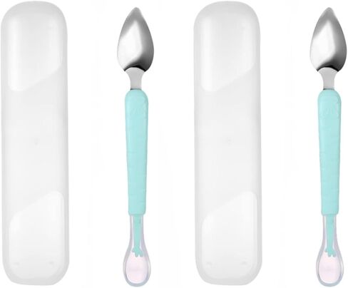 Toddmomy مجموعتان من ملعقة التغذية الأولى للجريب فروت وملاعق الجريب فروت وملعقة تدريب مسننة وملاعق وملعقة تغذية in Kuwait