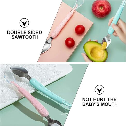 Toddmomy مجموعتان من ملعقة التغذية الأولى للجريب فروت وملاعق الجريب فروت وملعقة تدريب مسننة وملاعق وملعقة تغذية in Kuwait