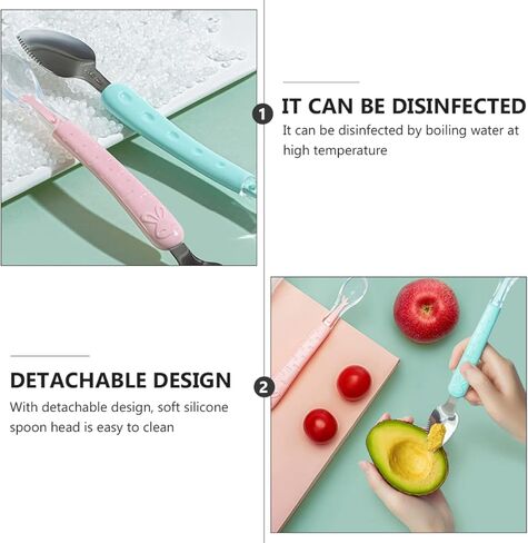 Toddmomy مجموعتان من ملعقة التغذية الأولى للجريب فروت وملاعق الجريب فروت وملعقة تدريب مسننة وملاعق وملعقة تغذية in Kuwait