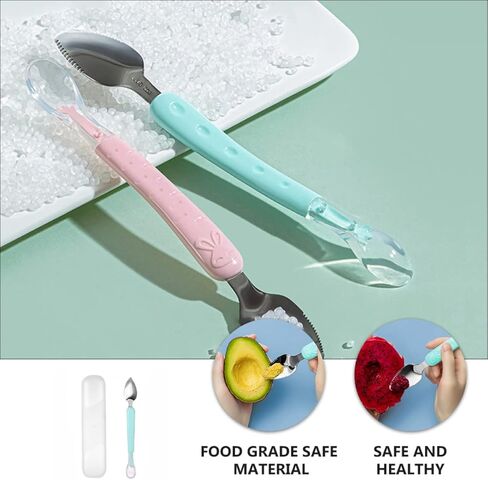 Toddmomy مجموعتان من ملعقة التغذية الأولى للجريب فروت وملاعق الجريب فروت وملعقة تدريب مسننة وملاعق وملعقة تغذية in Kuwait