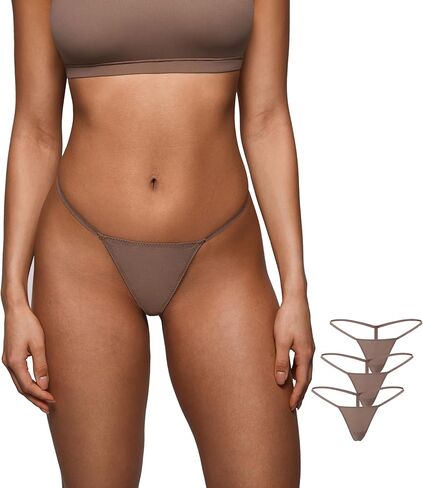 سراويل داخلية مغناطيسية للنساء ملابس داخلية مثيرة على شكل T من الخلف G String ثونغ بدون خياطة قابلة للتمدد بدون علامات 3 عبوات in Kuwait