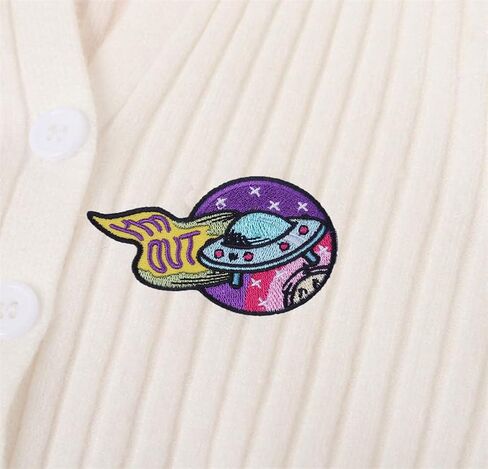 I’m Out UFO Patch Applique Cartoon UFO Planet Embroidered Sticker Colorful Iron On/Sew On Patch Badge Clothes Bags Accessories DIY Gift in Kuwait