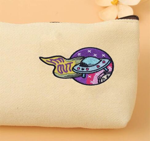 I’m Out UFO Patch Applique Cartoon UFO Planet Embroidered Sticker Colorful Iron On/Sew On Patch Badge Clothes Bags Accessories DIY Gift in Kuwait
