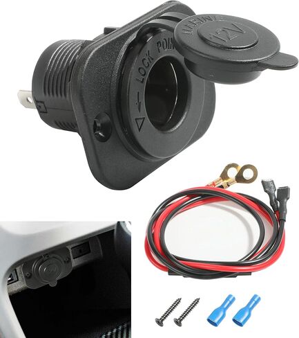 مقبس ولاعة السجائر 12 فولت، مخرج طاقة تيار مستمر تلقائي مع صمام سلكي وغطاء مقاوم للماء، قابس مقاوم للماء 12 فولت استبدال مخرج الطاقة للقوارب البحرية والدراجات النارية سكوتر RV ATU UTV in Kuwait